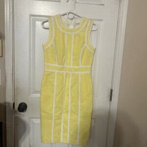 Calvin Klein Lined Sheath Vintage-Throwback Yellow Sleeveless Zip-Back Dress 6